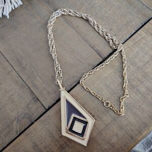 Park Lane Gold and Black Geometric Necklace